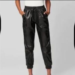 LA Made Black faux leather Track Pants